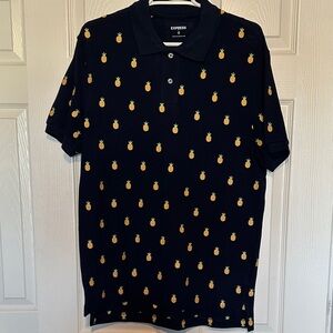 Express Dark Blue Pineapple Pattern Polo